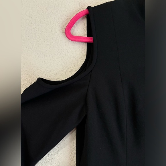 Adrianna Papell Black Cold Shoulder Mock Neck 3/4 Sleeve Sheath Party Dress 10 - Picture 7 of 7